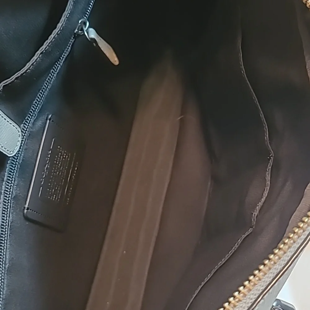 Coach Leather Briefcase In Grey And Black